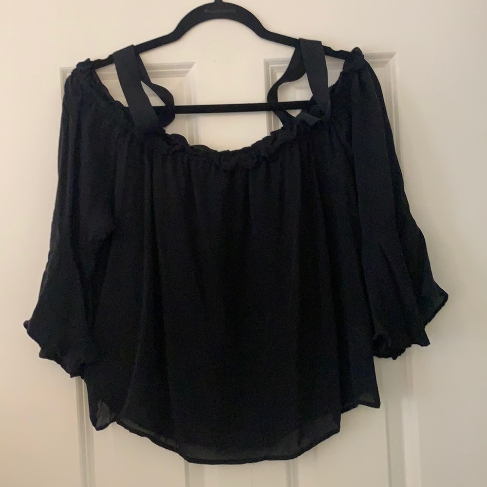Black sheet off the shoulder J Crew top